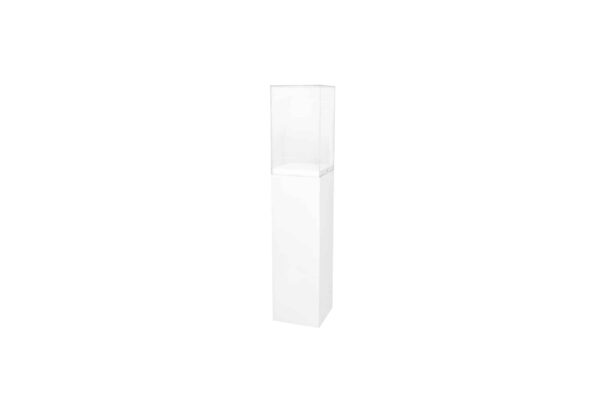 Präsentationssäule weiss mit Vitrine Acryl